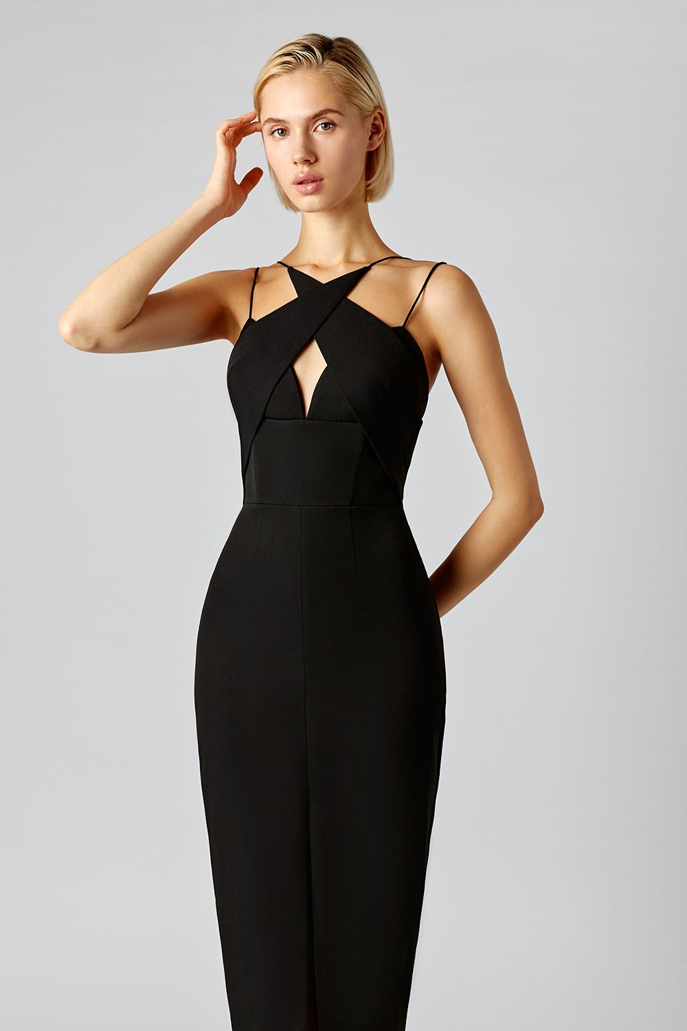 Riri cut out halter midi dress REBECATHELABEL