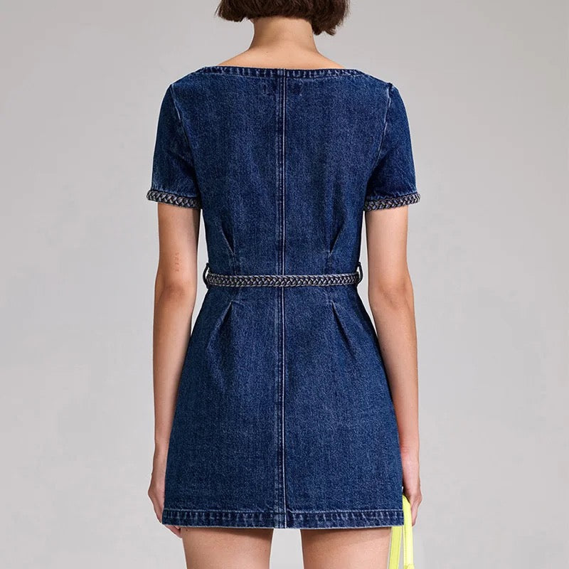 Riri mini denim dress REBECATHELABEL