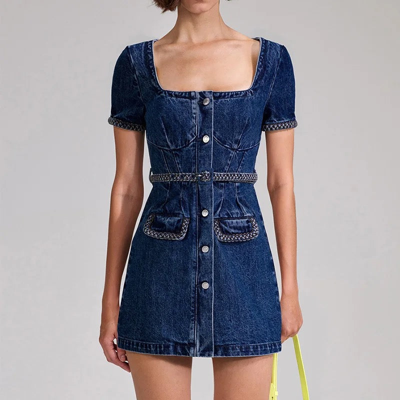 Riri mini denim dress REBECATHELABEL