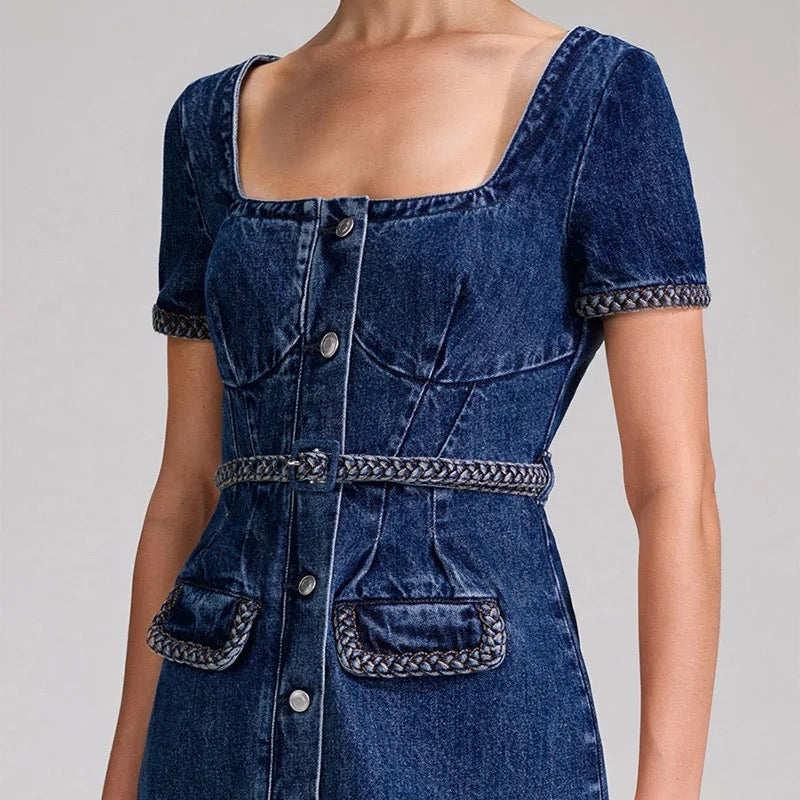 Riri mini denim dress REBECATHELABEL