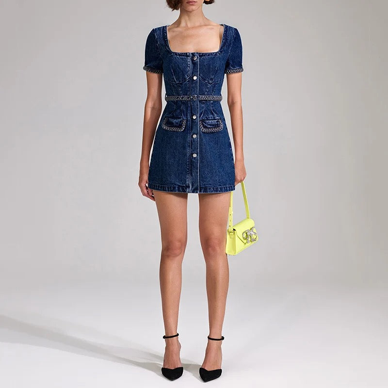 Riri mini denim dress REBECATHELABEL