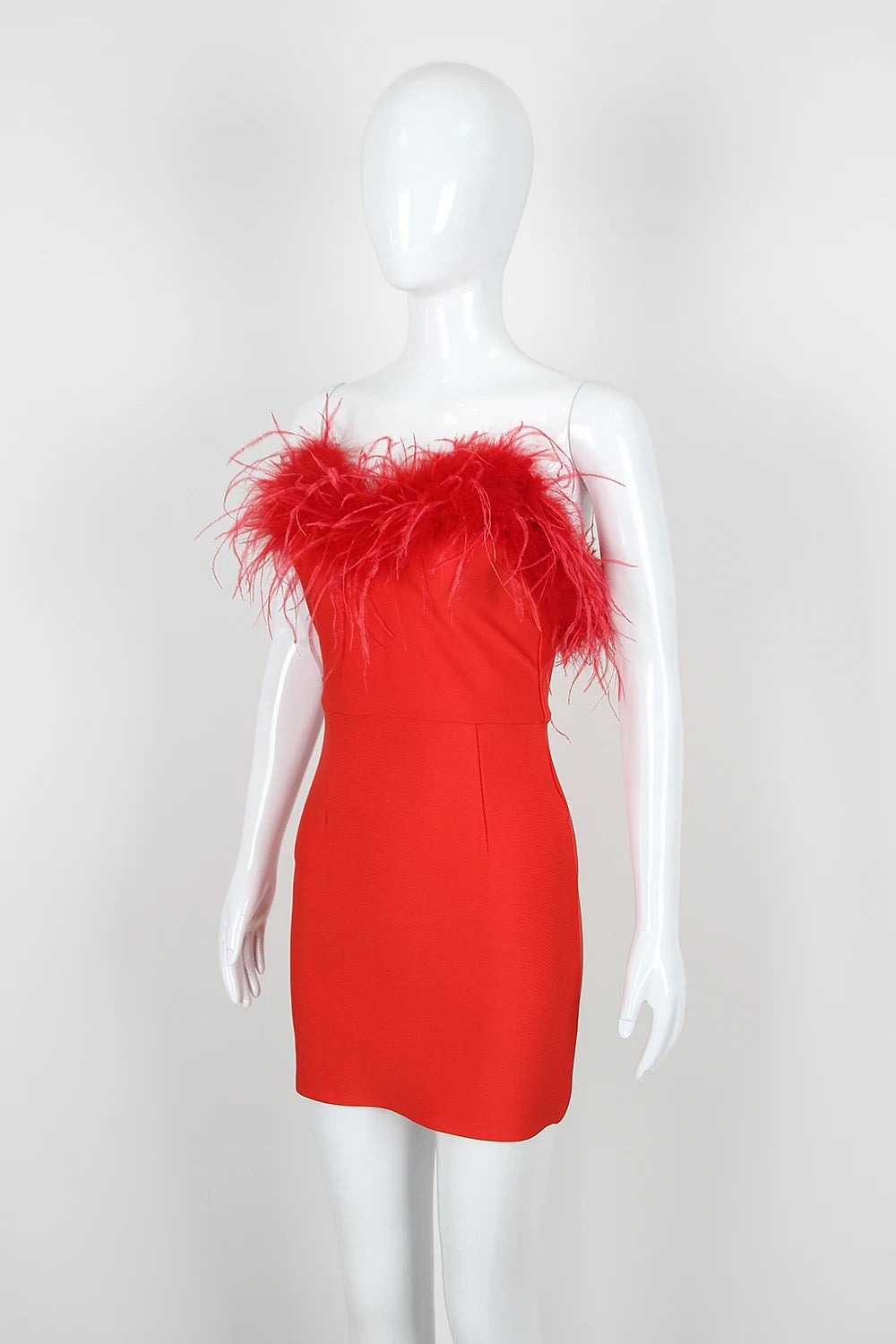 Roshel feather mini dress REBECATHELABEL