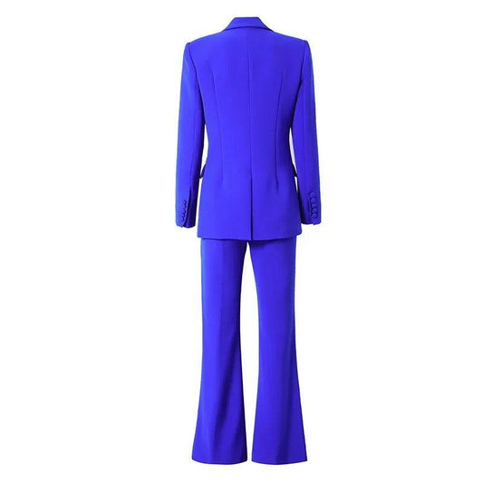 Royal Blue One Button Mid Length Fitted Blazer set REBECATHELABEL