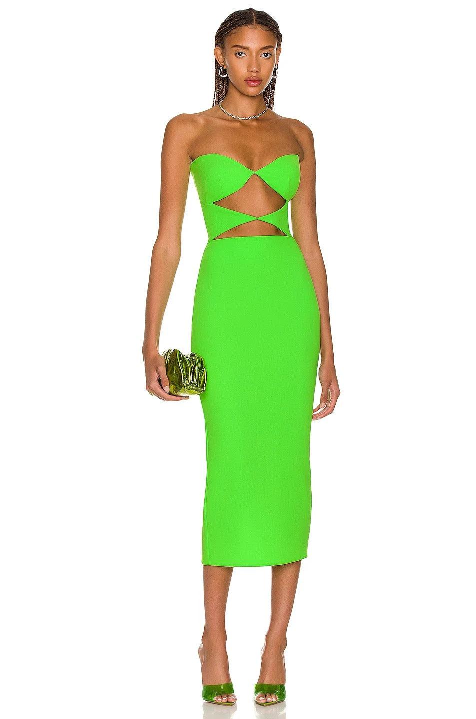 STRAPLESS MIDI DRESS REBECATHELABEL