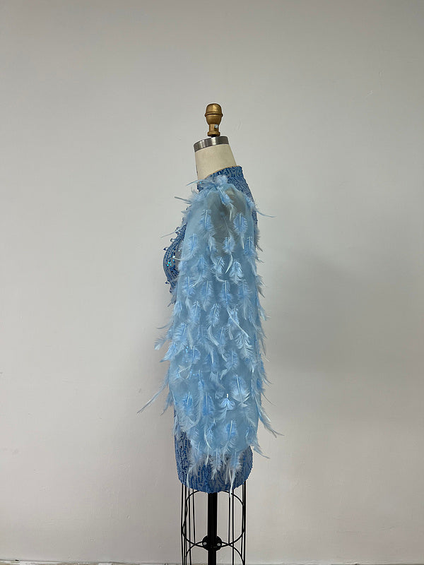 Sequin feather mini dress REBECATHELABEL