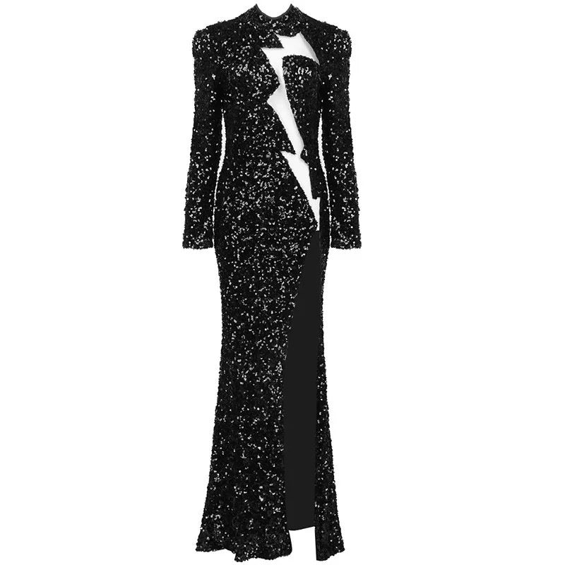 Shey sequin floor length dress REBECATHELABEL