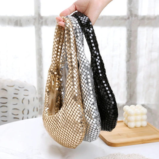 Shining Half Moon Mini Party Shoulder Bag Evening Purse REBECATHELABEL