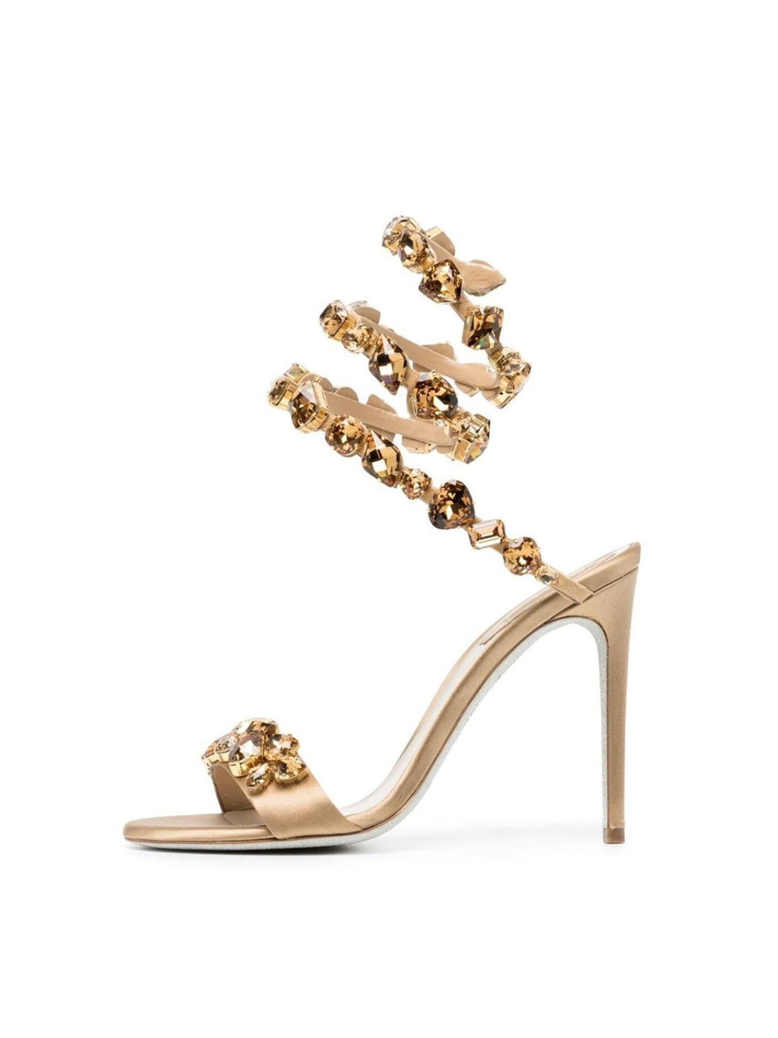 Snake Rhinestone Sandals In Gold REBECATHELABEL