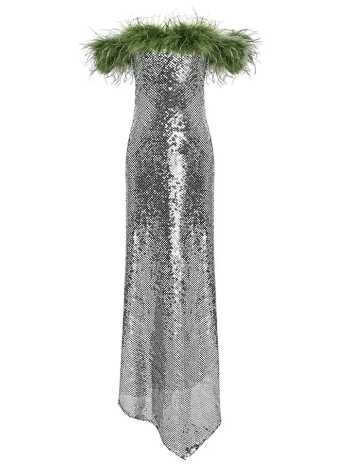 Sparkling Silver Sequins dress REBECATHELABEL