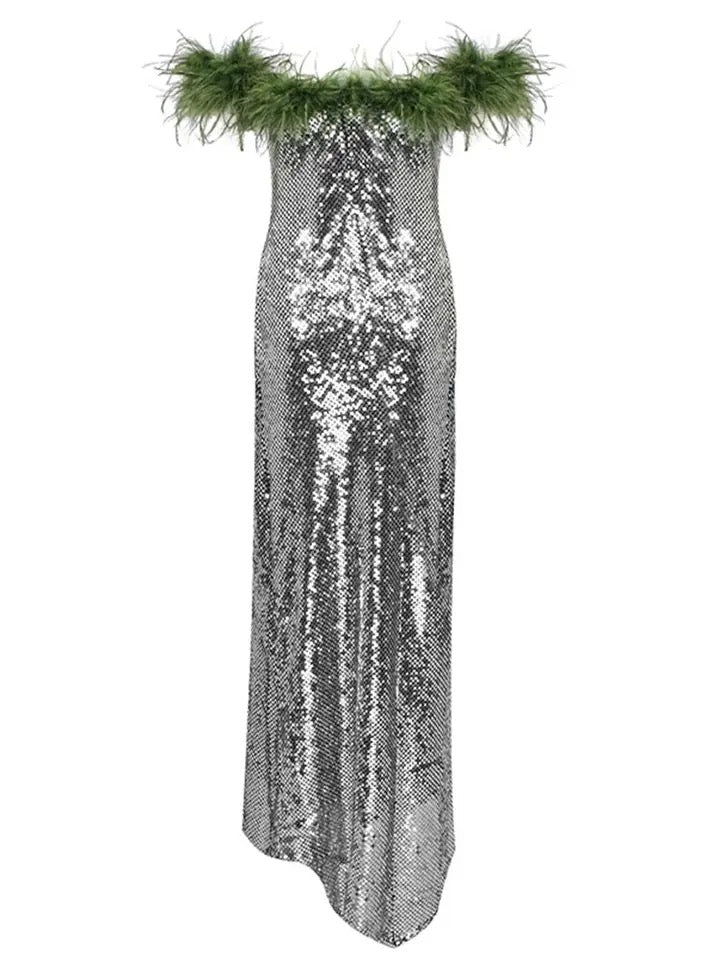 Sparkling Silver Sequins dress REBECATHELABEL