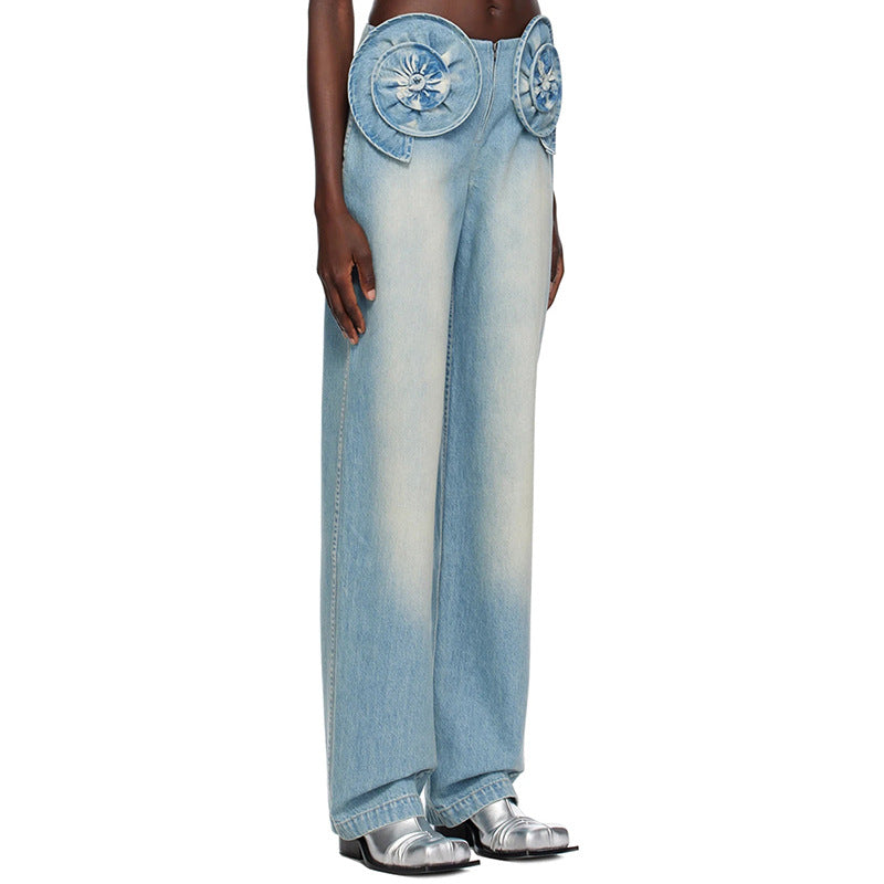 Star flower denim pant REBECATHELABEL