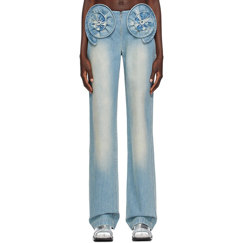 Star flower denim pant REBECATHELABEL