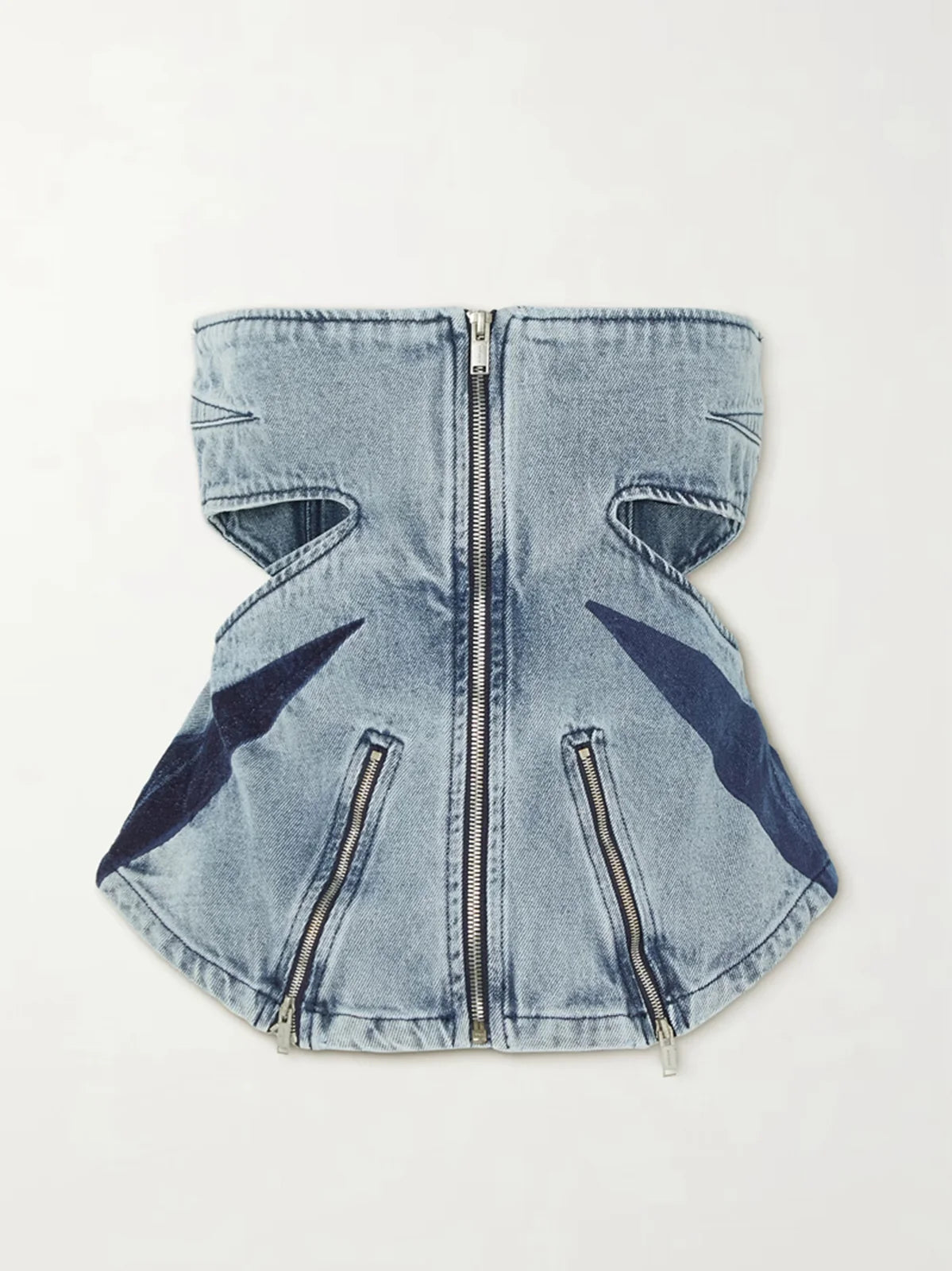 Strapless Cutout Zip Denim Top REBECATHELABEL