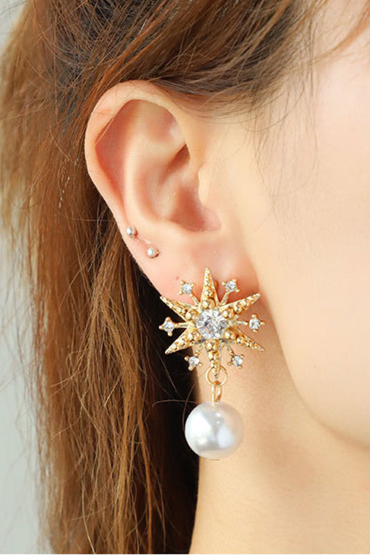 Synthetic Pearl Star Shape Alloy Earrings REBECATHELABEL