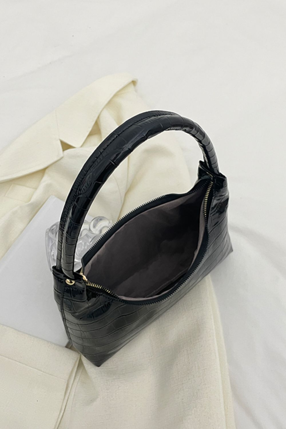 Textured PU Leather Shoulder Bag REBECATHELABEL