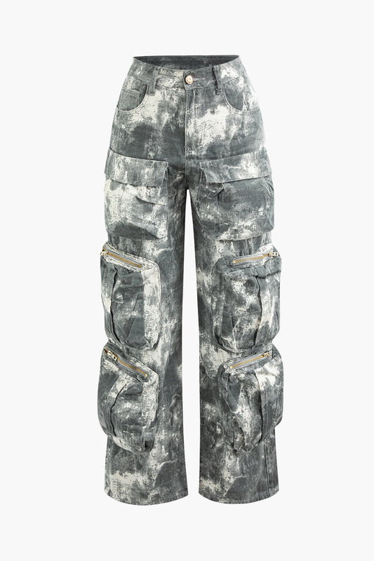 Tie Dye Multi Pocket Cargo Jeans REBECATHELABEL