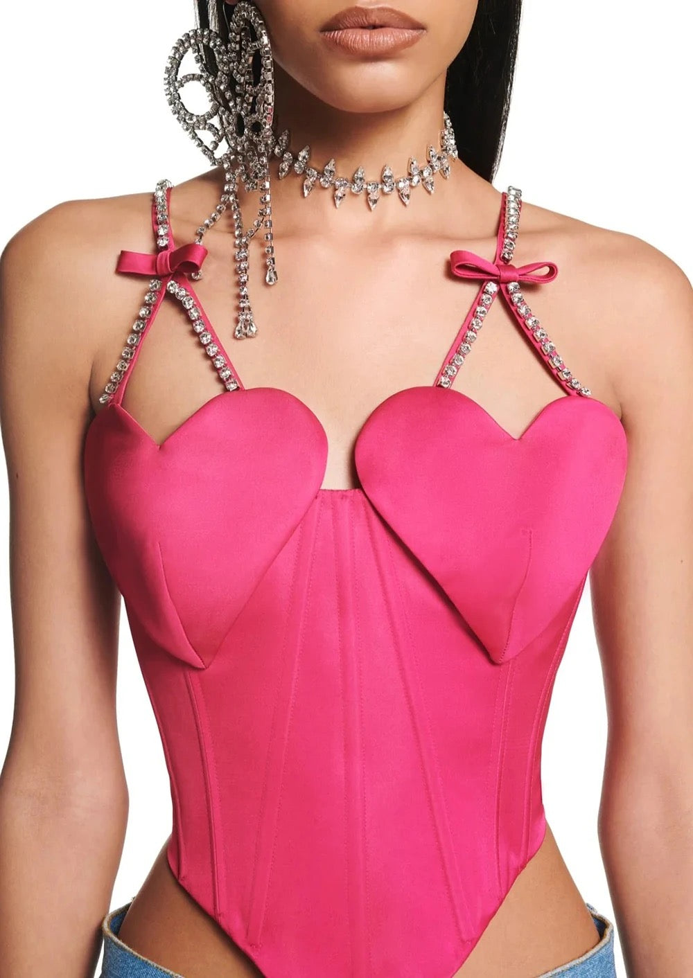 Tight Pink Diamond Heart Short Top REBECATHELABEL