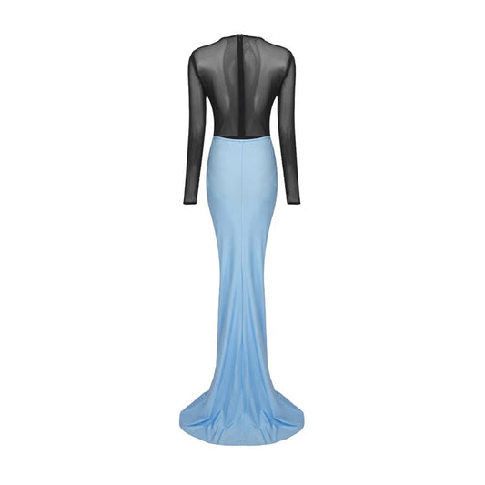 Translucent Black Mesh Skin-Tight Garment+Drop Blue set REBECATHELABEL