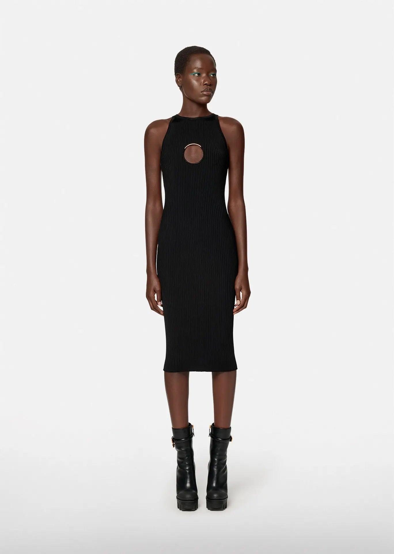 Versace Knit Cutout Ring Midi Dress REBECATHELABEL