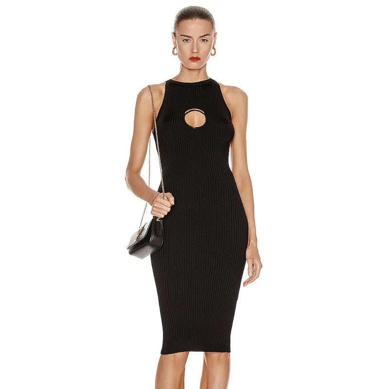 Versace Knit Cutout Ring Midi Dress REBECATHELABEL