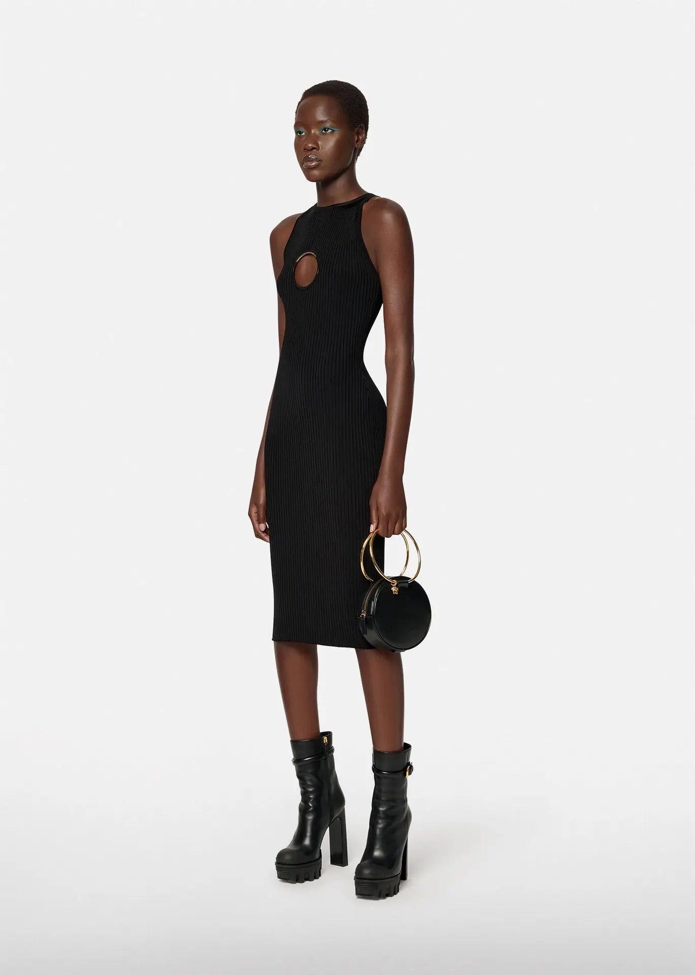 Versace Knit Cutout Ring Midi Dress REBECATHELABEL