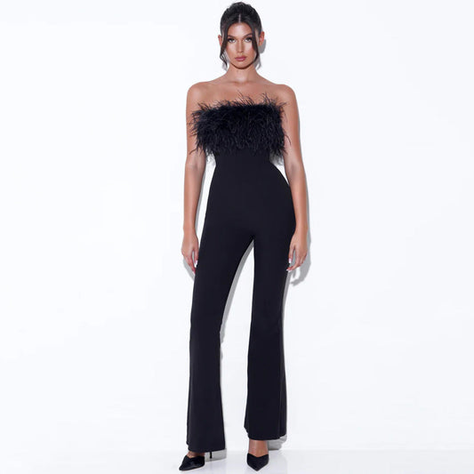 Waist Stretchy Wide Leg Flared jumpsuit REBECATHELABEL