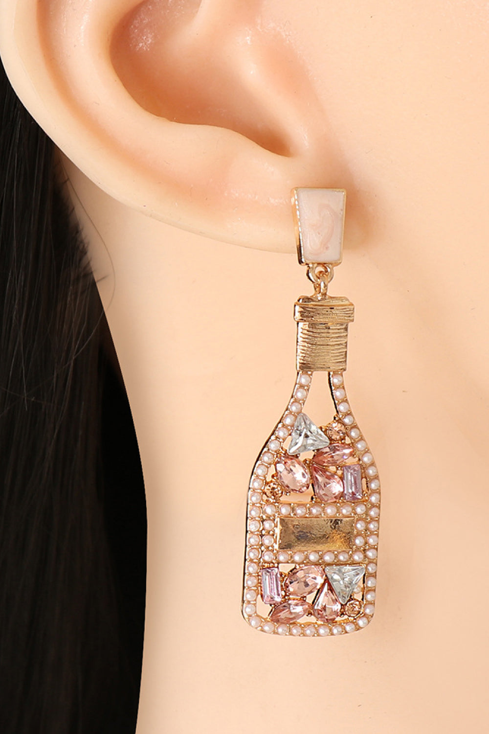 Wine Shape Zinc Alloy Acrylic Dangle Earrings REBECATHELABEL