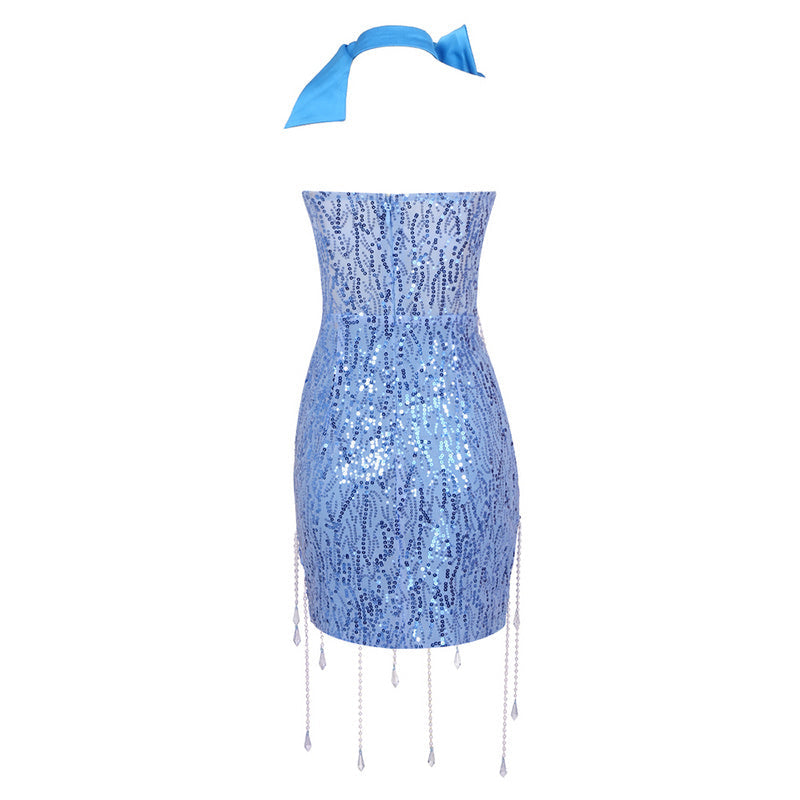 Yandy sequin flower blue dress REBECATHELABEL