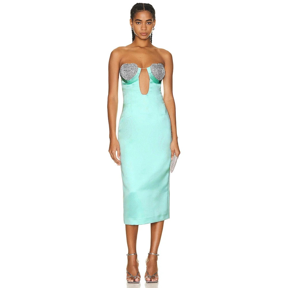 Diamond Sexy Strapless Skinny Midi Bandage Dress REBECATHELABEL