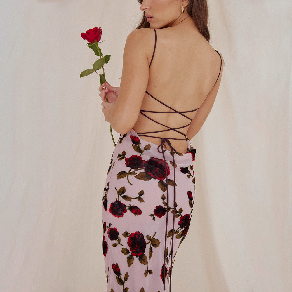 Mesh Floral Print Slip Dress