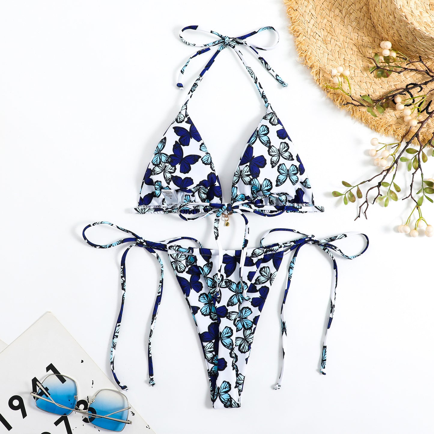 Tie Dye Lace up Bikini Swimsuit