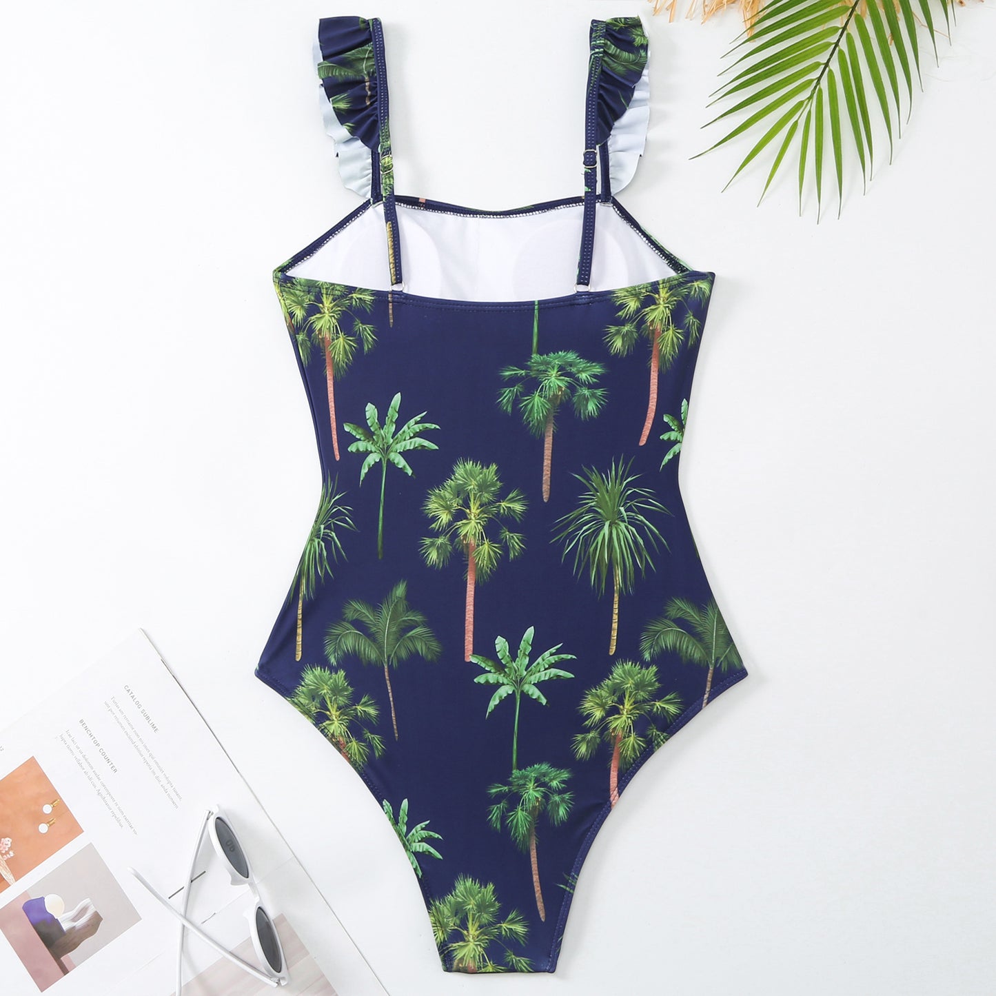 Printed One Piece  French Retro Covering Belly Thin