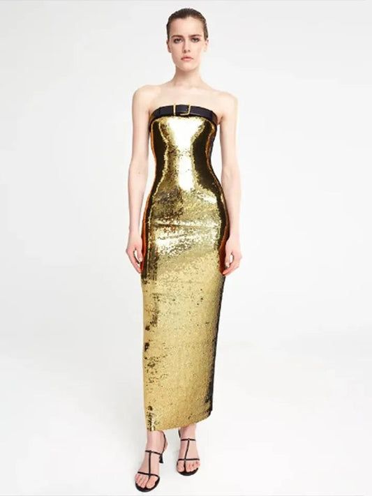 Strapless Sequin Belt dress REBECATHELABEL