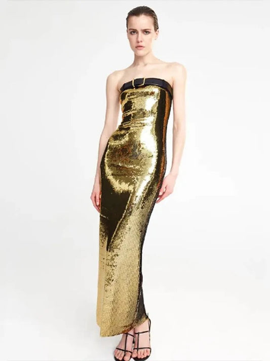 Strapless Sequin Belt dress REBECATHELABEL